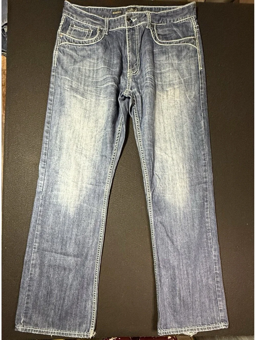 Helix Men’s Blue Light Wash Relaxed Fit Bootcut Denim Jeans Mid Rise 5-Pocket